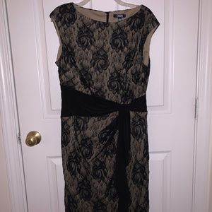 Chaps Black Lace Cocktail Dress Size 14 Worn Once